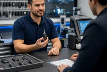 Chaveiro produzindo chaves codificadas em seu local de trabalho.